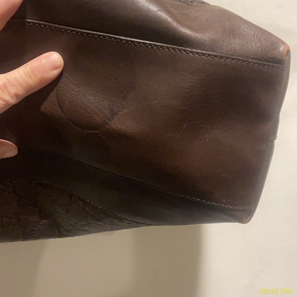 Gucci Y2K GG Monogram Metallic Brown Coated Canvas Leather Tote Bag Italy - Picture 6 of 14